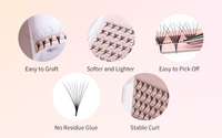 Cils faux 5D faits main, bouquets de volume préfabriqués, double boucle chauffée, longueur 7-25mm, base longue naturelle, finition mate, en vrac, véganes