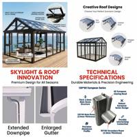Véranda Moderne de Luxe à Cadre en Aluminium, Double Vitrage Trempé, Insonorisée, Écologique, pour Résidence, Hôtel, Entrepôt, Jardin, Villa