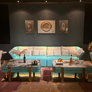 Moderno Night Club divano <span class=keywords><strong>VIP</strong></span> Black Lounge Nightclub mobili da Bar modulare Hotel Lounge Booth Led KTV Bar divano - Product Image 1