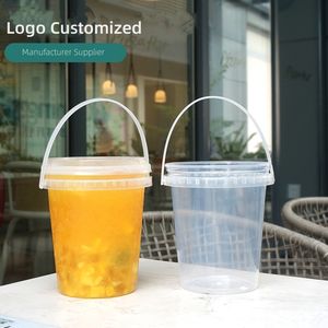 Tasses seau transparentes personnalisées de qualité alimentaire 32 OZ PP pour boisson yaourt lait thé fruits avec autocollants gratuits en stock - Product Image 3