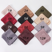 Foulard islamique uni élégant de haute qualité, voile ethnique pour femmes, écharpes et châles en satin de soie, hijab musulman