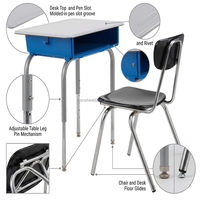 Muebles Escolares al por Mayor de Fábrica Zoshine, Juego de Escritorio y Silla Ajustable para Estudiantes de Primaria y Secundaria con Cajón para Libros
