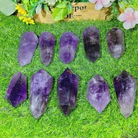 Prix de gros Haute Qualité Améthyste Double Pointe Pierre Gemme de Guérison Baguette de Cristal Violet pour Décoration Feng Shui