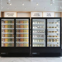 Vitrine réfrigérée verticale commerciale la plus vendue avec porte vitrée, température unique et contrôle numérique de la température pour supermarché