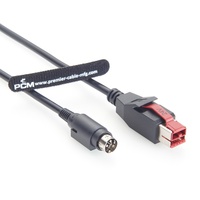 Câble USB vers Hosiden 3 broches alimenté 24V pour terminal d'imprimante POS IBM Epson avec connexion de données et d'alimentation, adaptateur industriel