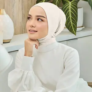 Hijab elástico de algodón para mujer, Hijab musulmán, turbante islámico, gorro interior, Capó