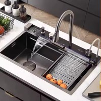 Évier cascade LED Premium avec affichage numérique, commandes multifonctionnelles intelligentes pour cuisines de luxe