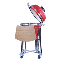Usine OEM/ODM - Barbecue Kamado en céramique pour le camping en plein air avec support en acier inoxydable, tables latérales et roues