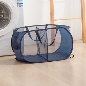 Sacs à linge en filet portables de haute qualité, paniers à linge de voyage en filet et sacs à linge pliables bleus avec logo personnalisé - Product Image 1
