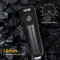 Microphone à condensateur USB XTUGA BM800 avec carte son, directivité cardioïde, connecteur XLR pour enregistrements audio en studio et en direct, réduction du bruit métallique