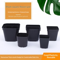 Fournitures de jardinage, petit pot carré noir pour plantes succulentes, plastique recyclé, économie d'eau, respirant