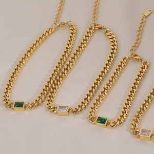 Pulsera de Acero Inoxidable con Cierre de Candado y Cristales, Chapada en Oro de 18k, Resistente al Agua y al Deslustre, Joyería de Moda 2022 - Product Image 2