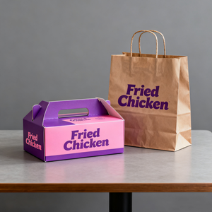 กล่องกระดาษรีไซเคิลสำหรับบรรจุภัณฑ์อาหารไก่ทอดราคาประหยัด ปลอดภัยต่ออาหาร พร้อมหูหิ้ว สำหรับอาหารจานด่วนแบบนำกลับบ้าน - Product Image 2