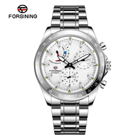 Forsining Golden Acero inoxidable 2021 Power Reservce Relojes de pulsera mecánicos Fecha completa Reloj automático Hombres Relogio automático