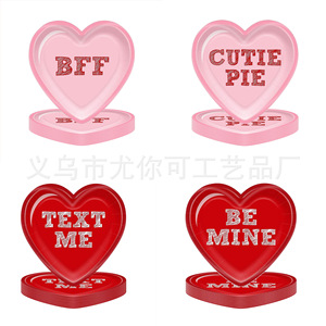 Assiettes en papier en forme de cœur, imprimé Cutie Pie, pour la Saint-Valentin, assiettes à dessert, 300g, épaisses, laminées, vaisselle de fête - Product Image 5