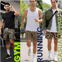Shorts de sport pour hommes, personnalisables avec logo OEM, en polyester et élasthanne, légers, extensibles dans quatre directions, imprimé camouflage numérique, pour l'entraînement et la gym