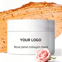 Masque Gel au Collagène de Pétales de Rose Naturels Hydratant et Apaisant à l'Essence de Rose et Vitamine C, Améliore les Rougeurs, la Sensibilité et la Pigmentation