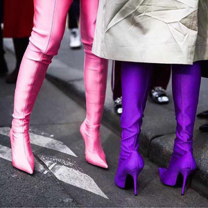 Dropshipping Elastic Material Luxury Thigh High Over Knee Female Long <b>Boots</b> for Women with Heels - Product Image 3