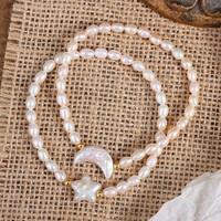 Bracelet élastique chic en perles d'eau douce baroques, bracelet en perles géométriques fait main pour femmes
