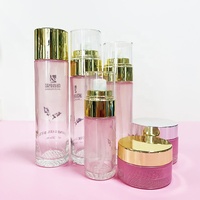 Emballage cosmétique de luxe en or rose, flacon pompe en verre rose, contenants et pots vides pour soins de la peau