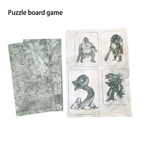 Jeu de société de stratégie de table avec tuiles de puzzle emboîtables sur le thème de monstres fantastiques personnalisés, boîte à base rigide avec couvercle, finition vernie brillante