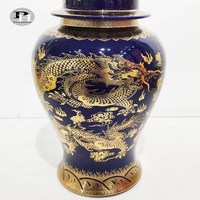 Jingdezhen-pots de luxe en porcelaine de couleur bleu foncé et or faits à la main en céramique de gingembre avec dragon d'or