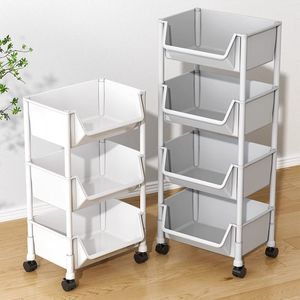 Chariot de rangement multi-niveaux 5 couches en plastique, organisateur portable pour la maison, la cuisine, le salon, étagère à roulettes - Product Image 2