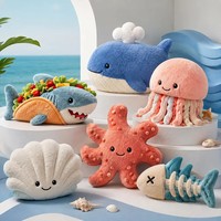 Coussin en peluche personnalisé sur le thème des créatures marines : Requin, Baleine, Méduse, Étoile de mer, Coquillage – Jouet en peluche marin OEM