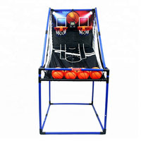 Machine de tir de basket-ball pliable en plastique pour 2 joueurs, double cerceau de 63 pouces, jeux de sports d'intérieur et d'extérieur pour équipement de terrain