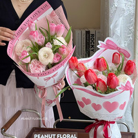 Kertas Pembungkus Bunga Film Mutiara Tahan Air Grosir DIY Kemasan Buket Foil Emas untuk Hari Valentine