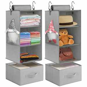 Amz Hot Foldable Lightweight Fabric Clothing Storage with Removable Drawers Side Pockets Two-Way Hanging <b>Wardrobe</b> Bathroom Use - Product Image 1