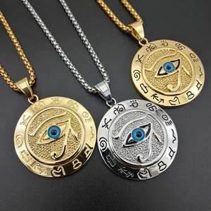 Wholesale Supplier Custom Gold Plated Egyptian <strong>Eye</strong> <strong>of</strong> <strong>Horus</strong> Pendant <strong>Necklace</strong> Stainless Steel Jewelry Men - Product Image 1
