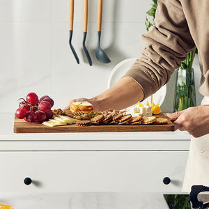 Tabla De Cortar De Madera De Acacia Rectangular Clásico De Casa Natural, Tabla De Cortar Para Cortar Frutas Vegetales Con Mango - Product Image 6