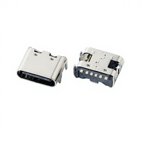 Conector USB 3.1 Tipo C Hembra de 6 Pines con Carcasa de Acero Inoxidable, Conector de Alimentación de Carga Rápida para PCB, Disponible en Stock del Fabricante