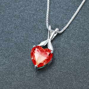 Elegante collar de cadena de clavícula que combina con todo para mujer estilo Simple piedra de turmalina en forma de corazón joyería fresca con Material de latón - Product Image 2