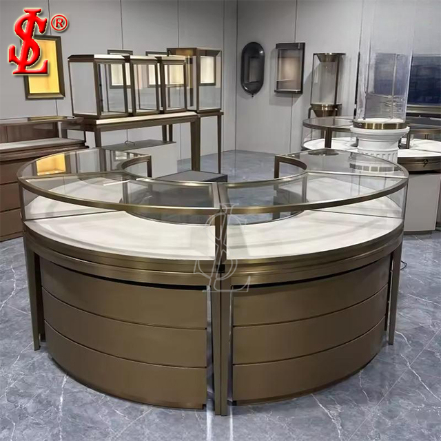 LED Light Round Jewelry Cabinet with Eco-Friendly Design Customizable Colors & 3-Year Warranty for Jewelry Showcase Displays