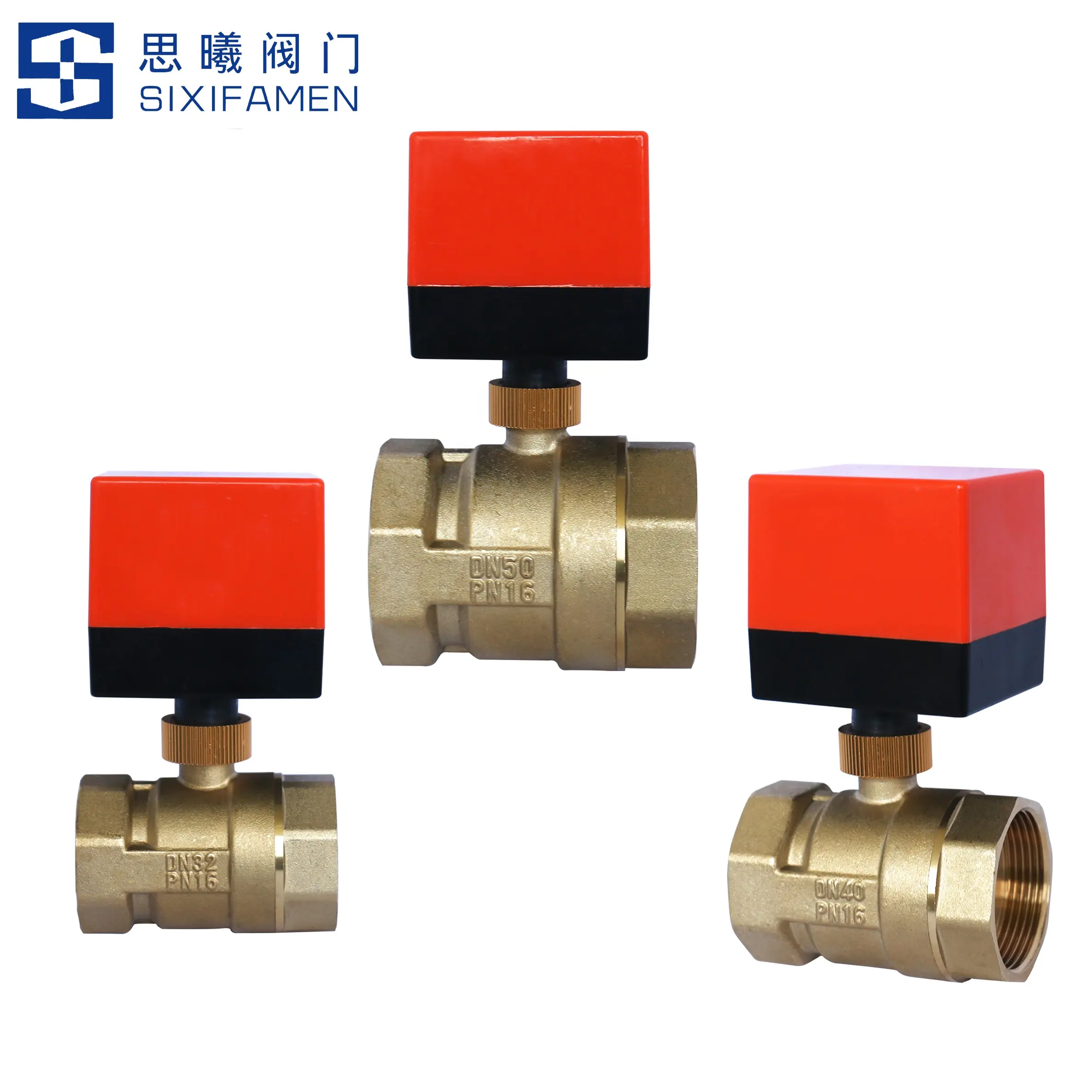 motorized ball valve dn3~ dn50 1 1/4"~2 "bore Two way valve brass material micro motor used in central air conditioning system
