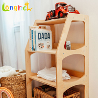 Étagère de rangement en bois à 4 niveaux pour enfants, idéale pour la chambre d'enfant, la salle de jeux, la salle de classe, pour l'affichage des jouets et des livres