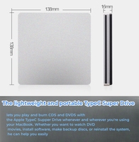Unidades de CD de DVD de succión externa Tipo-C CD +-R/RW DVD +-Escritor de grabadora R/RW para computadora portátil Mac