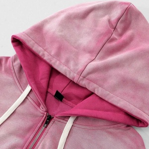 Sudadera con capucha para hombre de estilo urbano, superventas, de alta calidad, con lavado ácido, efecto desgastado, oversize, con cremallera, estampado gráfico personalizado, corte holgado y corto - Product Image 2