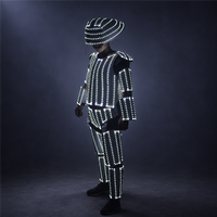 Costume de robot LED lumineux intégral pour homme, tenue futuriste pour performance en boîte de nuit, en polyester pour spectacles et soirées