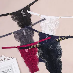 Sexy Lace Panties Women Customize Crystal Letter Name Underwear