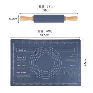Strumenti di cottura <span class=keywords><strong>tappetino</strong></span> per pasta in Silicone antiaderente <span class=keywords><strong>tappetino</strong></span> per pasticceria in Silicone con mattarello in legno - Product Image 4