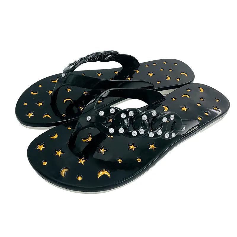 Latest ladies house chappal flat beach slippers flip-flops wholesale womens black flip flops