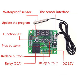 E-outstanding W1209 Temperature <b>Controller</b> DC 12V Digital Cooling/Heating <b>Thermostat</b> Module -50~100℃ with Acrylic Case - Product Image 2