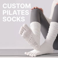 Chaussettes de yoga et de Pilates pour femmes 2026, à 5 orteils, brossées, à compression, mi-mollet, respirantes, anti-odeur, antidérapantes, en mélange coton-nylon
