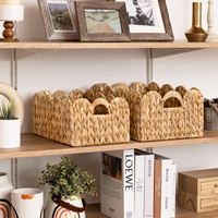 Ensemble de 2 adorables paniers de rangement en jacinthe d'eau bord festonné organisation Durable cadre en métal robuste de haute qualité + 84976578835