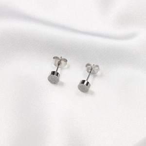 Pendientes de Acero de Titanio Color Oro Rosa con Pequeños Granos Dorados Estilo Coreano, Pendientes Redondos Esmerilados de Moda - Product Image 4