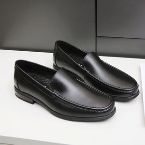 Mocassins de bureau de luxe personnalisés à bout carré noir, en cuir véritable respirant et léger, à lacets, pour printemps-été - Product Image 2