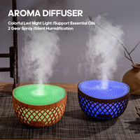 Nouvel arrivage Humidificateur d'huiles essentielles légères colorées 320ml Ménage Usb Mist Tour de grains en bois Diffuseur d'aromathérapie